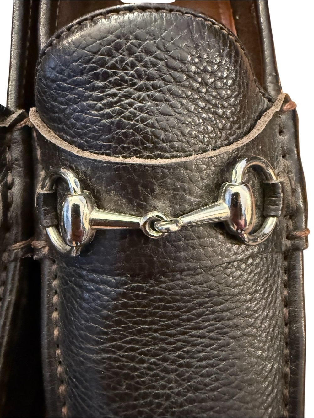 Martin Dingman Dark Brown Pebbled Leather Horse Bit Loafers 9M Brazil 52015M - Picture 10 of 15